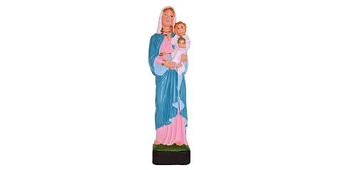 Statua da esterno della Madonna con Bambino in materiale infrangibile, dipinta a mano, da circa 16 cm