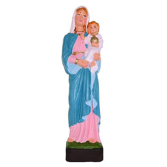 Statua da esterno della Madonna con Bambino in materiale infrangibile, dipinta a mano, da circa 16 cm