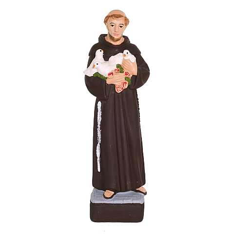 Statua da esterno di Padre Pio in materiale infrangibile, dipinta a mano, da circa 16 cm