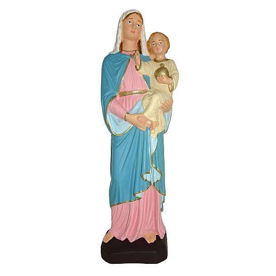 Statua da esterno della Madonna con Bambino in materiale infrangibile, dipinta a mano, da circa 40 cm