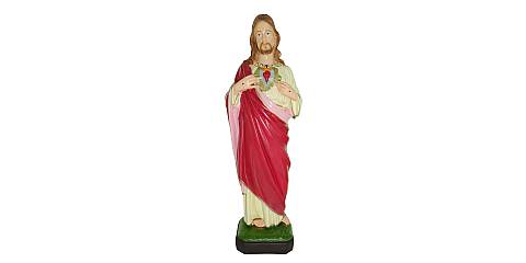 Statua da esterno del Sacro Cuore di Gesù in materiale infrangibile, dipinta a mano, da 50 cm