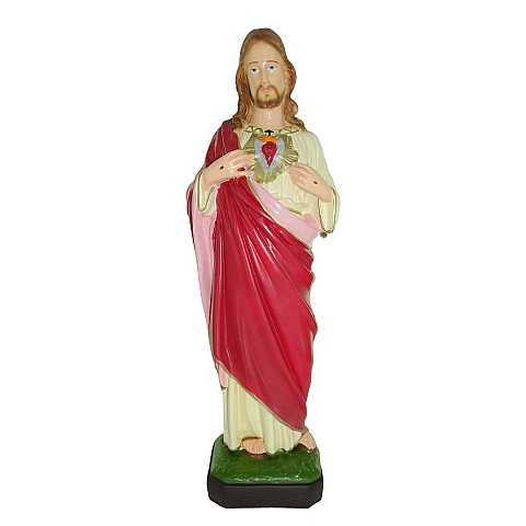 Statua da esterno del Sacro Cuore di Gesù in materiale infrangibile, dipinta a mano, da 50 cm