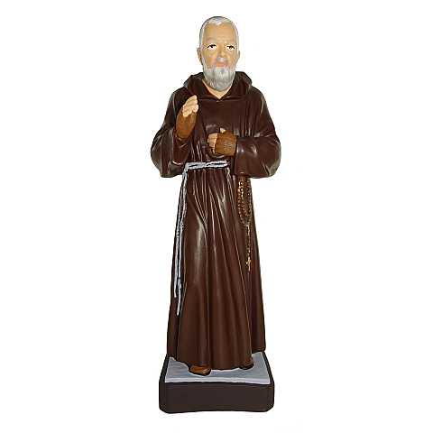 Statua da esterno di Padre Pio in materiale infrangibile, dipinta a mano, da 60 cm