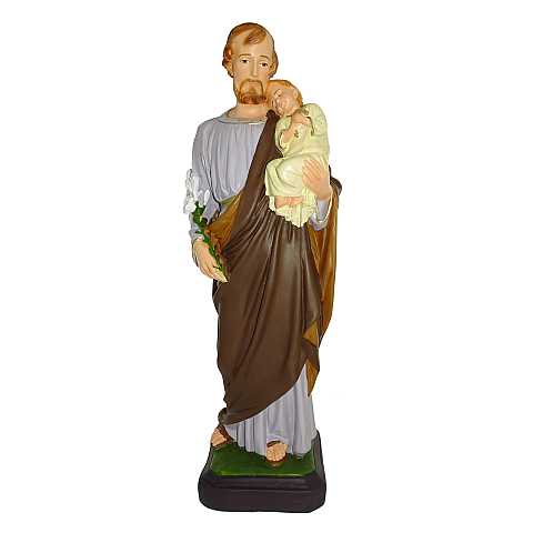 Statua da esterno di San Giuseppe in materiale infrangibile, dipinta a mano, da 60 cm