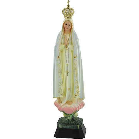 Statua Madonna di Fatima dipinta a mano (49 cm) con custodia/vetrinetta espositiva in legno (70 cm)