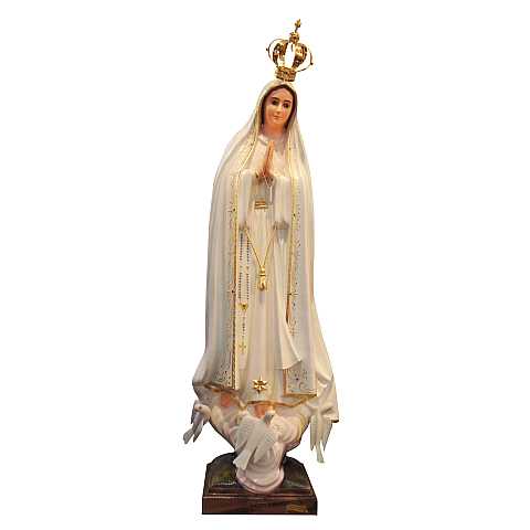 Statua Madonna di Fatima dipinta a mano con occhi di cristallo e strass (circa 85 cm)