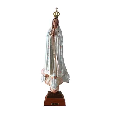 Statua Madonna di Fatima dipinta a mano con occhi di cristallo e strass (circa 45 cm)