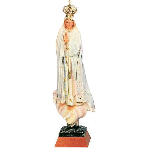 Statua Madonna di Fatima dipinta a mano con decorazioni color oro e strass (circa 22 cm)