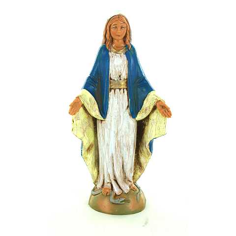 STOCK: Statua Madonna Miracolosa in plastica/PVC effetto legno dipinta a mano - 12 cm