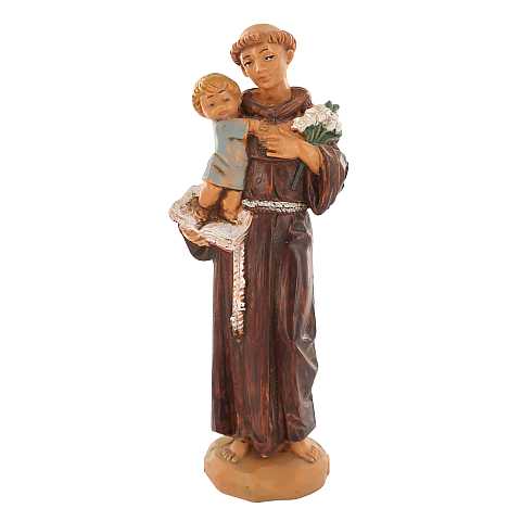 STOCK: Statua Sant Antonio in plastica/PVC effetto legno dipinta a mano - 12 cm