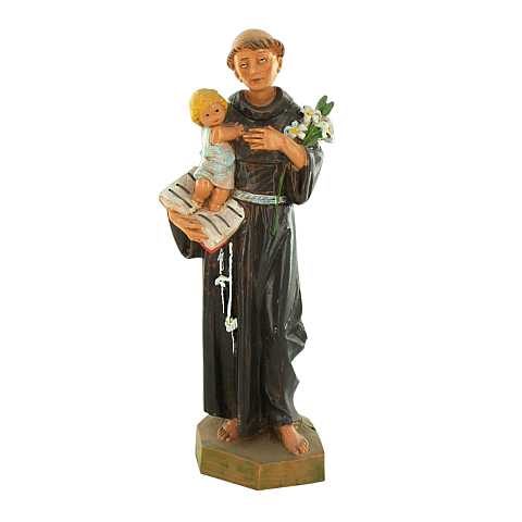 STOCK: Statua Sant Antonio in plastica/PVC effetto legno dipinta a mano - 17 cm