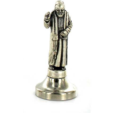 Statuetta Padre Pio in metallo argentato con calamita - 5 cm