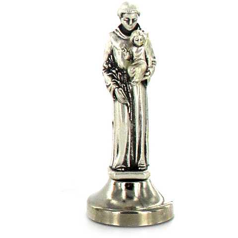 Statuetta Sant'Antonio in metallo argentato con calamita - 5 cm