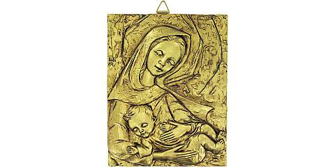Quadro Madonna con Bambino in resina - Bassorilievo - 27 x 34 cm 