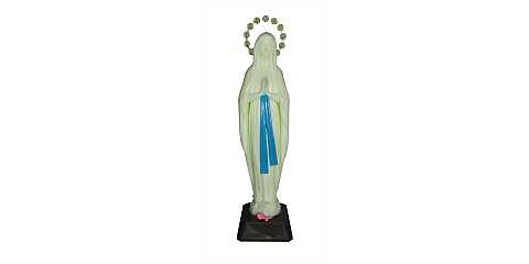 Statua Madonna di Lourdes, Plastica Fosforescente, Si Illumina al Buio, 20 Centimetri Circa