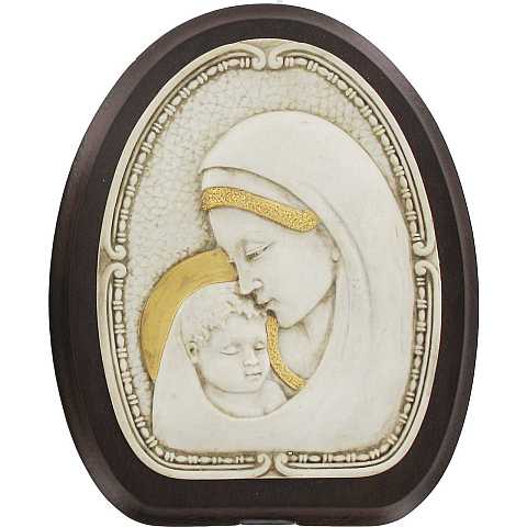 Quadretto Madonna di Fatima in legno doppia cupola - 9 x 11,5 cm - italiano