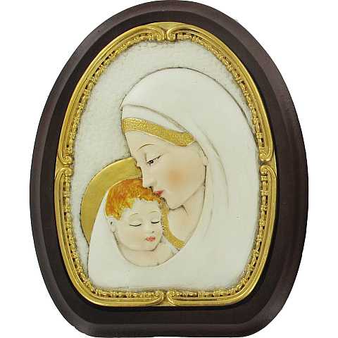 Quadretto in legno doppia cupola cm 8,9 x 11,5 con supporto -Madonna di Loreto