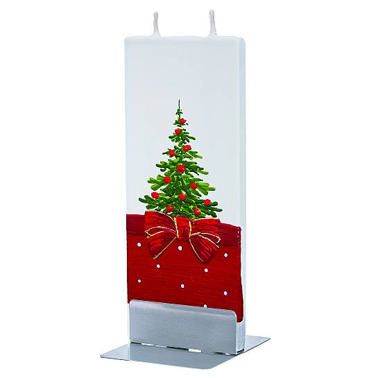 Candela natalizia in cera con abete 15 x 6 cm