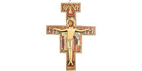 Crocifisso San Damiano da parete stampa su legno - 70 x 50 cm