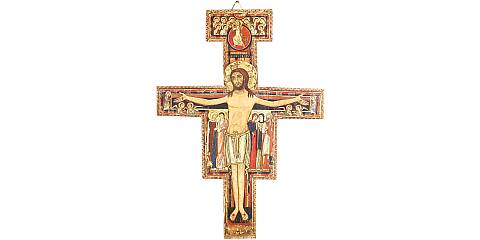 Crocifisso San Damiano da parete stampa su legno - 119 x 86 cm