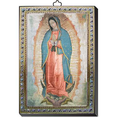 Tavola Madonna di Guadalupe stampa su legno - 10 x 14 cm