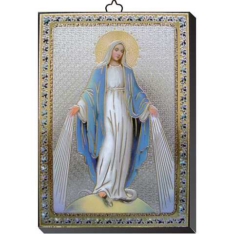 Tavola Madonna Miracolosa stampa su legno - 10 x 14 cm