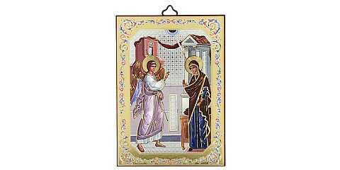 Icona Annunciazione del Signore stampa su legno - 10 x 14 cm