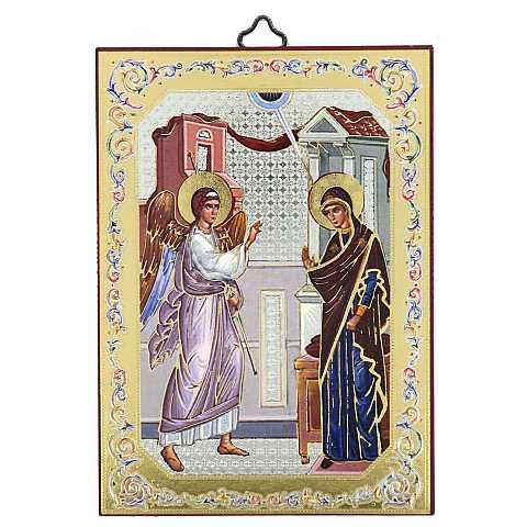 Icona Annunciazione del Signore stampa su legno - 10 x 14 cm