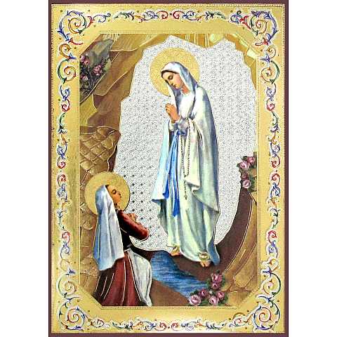 Tavola Madonna di Lourdes stampa su legno - 10 x 14 cm