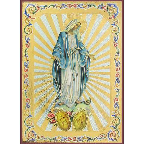 Tavola Madonna Miracolosa stampa su legno - 10 x 14 cm