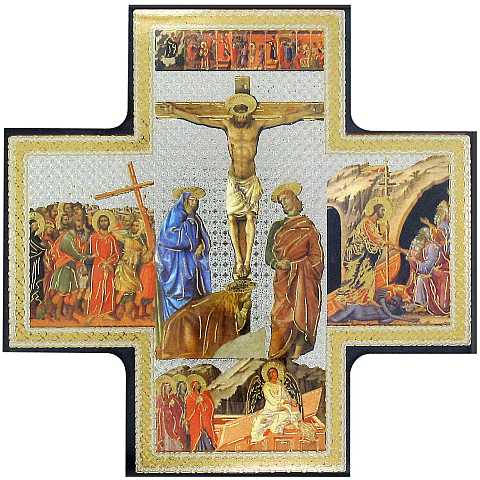 Croce Natività stampa su legno mdf - 6,5 x 10 cm