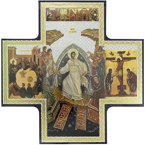 Croce Mistero Ascensione stampa su legno - 14,5 x 22 cm
