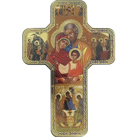 Croce icona Cristo Libro Chiuso stampa su legno - 15 x 15 cm