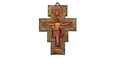 Crocifisso di San Damiano su legno da parete - 16 x 12 cm