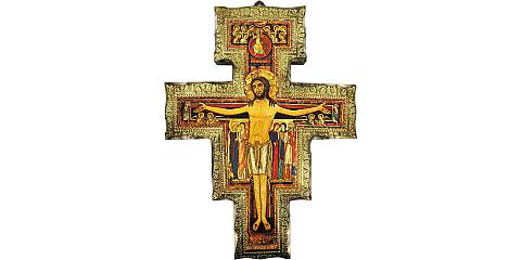 Crocifisso di San Damiano su legno da parete - 43 x 32 cm