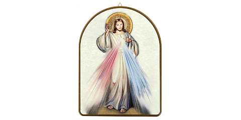Tavola Gesù Misericordioso stampa su legno ad arco - 15 x 20 cm