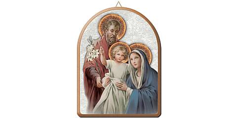 Tavola Sacra Famiglia stampa su legno ad arco - 15 x 20 cm 