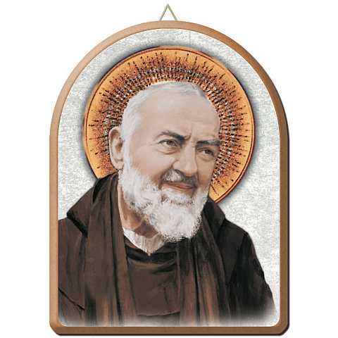 Tavola San Pio stampa su legno ad arco - 15 x 20 cm
