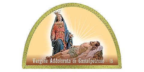 Tavola Madonna di Castelpetroso stampa su legno ad arco - 18 x 12 cm 