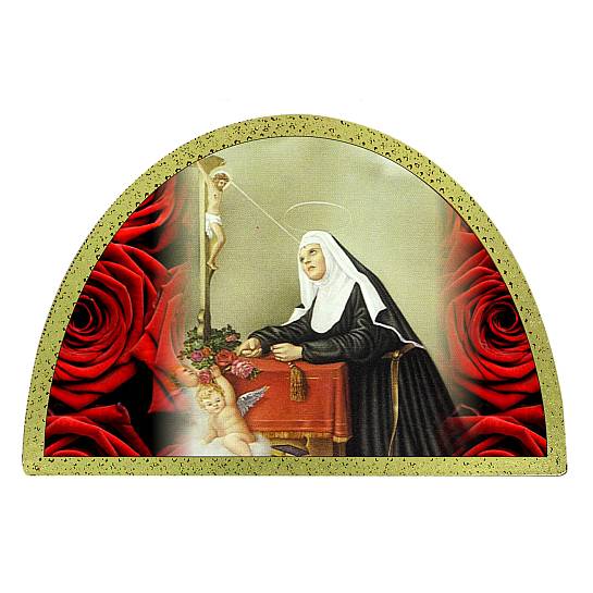 Tavola Santa Rita (Barona Milano) stampa su legno ad arco - 18 x 12 cm