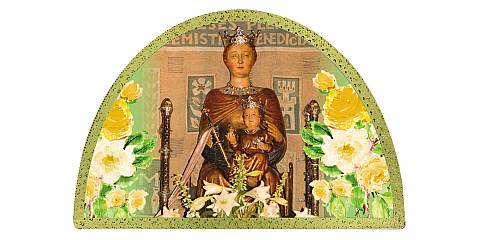 Tavola Basilica de la Mercè stampa su legno ad arco - 18 x 12 cm