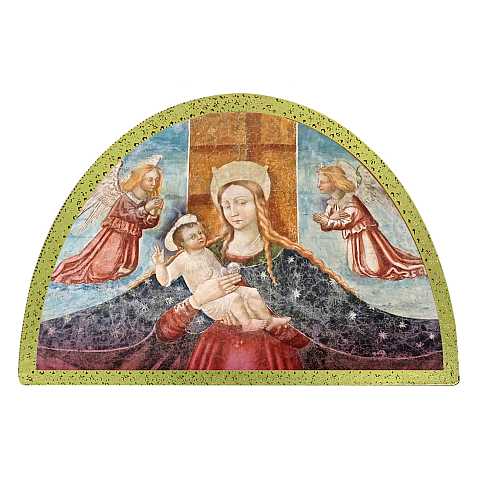 Tavola Madonna certosa di Pesio stampa su legno ad arco - 18 x 12 cm 