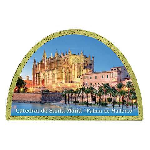 Tavola Cattedrale di Palma di Maiorca stampa su legno ad arco - 18 x 12 cm