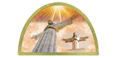Tavola Cristo Rei stampa su legno ad arco - 18 x 12 cm