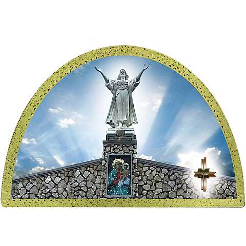 Tavola Cristo Redentore stampa su legno ad arco - 18 x 12 cm