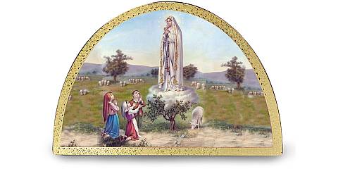 Tavola Apparizione di Fatima stampa su legno ad arco - 18 x 12 cm