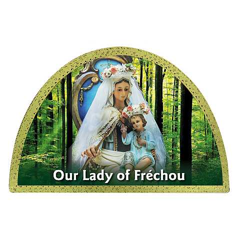 Tavola Madonna di Frechou stampa su legno ad arco - 18 x 12 cm