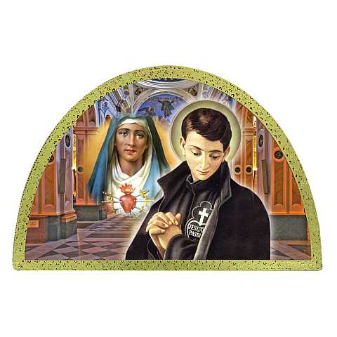 Tavola San Gabriele dell'Addolorata stampa su legno ad arco - 18 x 12 cm