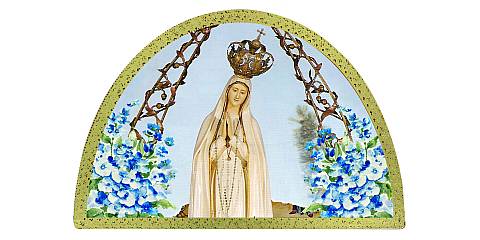 Tavola Madonna di Monte Grisa stampa su legno ad arco - 18 x 12 cm
