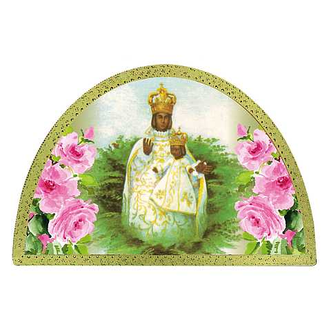 Tavola Madonna dell'Incoronata stampa su legno ad arco - 18 x 12 cm